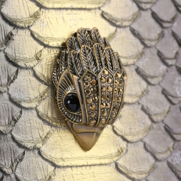 Kurt Geiger NWT Bond Snake Embossed Bronze Sparkle w Dustbag - Picture 2 of 10